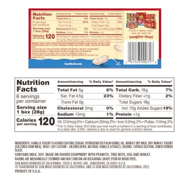 Sun-Maid Vanilla Yogurt Coated Raisins - (6 Pack) 1 oz Snack-Size Box - Yogurt Covered Dried Fruit for Lunches and Back To School Snacks - Image 2