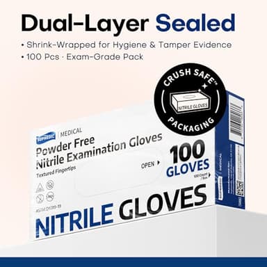 Supmedic Disposable Nitrile Gloves, Chemical Resistant, Powder-Free, Latex-Free, Food Safe, Medical Exam Gloves, Black, X-Large, 100 Pcs - Image 5