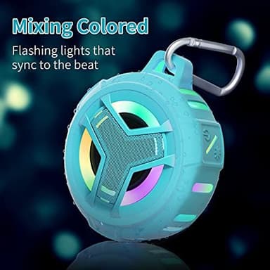 EBODA Waterproof Bluetooth Shower Speaker, IPX7 Floating Portable Wireless Small Speakers, 24H Playtime with RGB Light for Kayak, Beach, Pool Accessories, Gifts for unisex -Sky Blue - Image 5