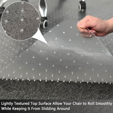 Amyracel Large Chair Mat for Carpet, 60'' x 46'' Clear Computer Desk Chair Mat for Low Pile Carpeted Floors, Easy Glide Plastic Floor Mat for Office Chair on Carpet Protection - Image 3
