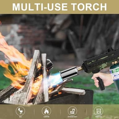 Sondiko Powerful Cooking Propane Torch Gun, Culinary Torch Campfire Starter, Adjustable Torch Burner for Searing Steak, BBQ, Welding (Propane Tank Not Included) - Image 2