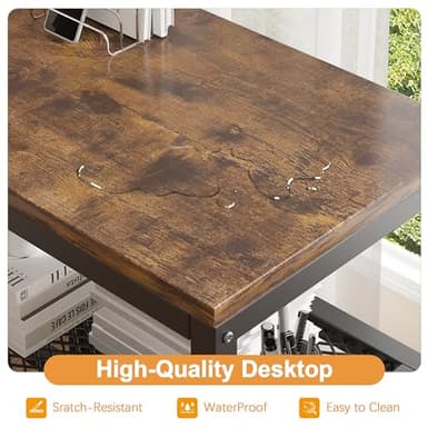 VECELO L Shaped Desk, 49 Inch Computer Gaming Study Writing Table, Home Office Workstation with Storage Shelves & Bag - Image 6