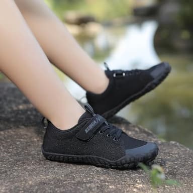 KUBUA Kids Barefoot Shoes Boys Girls Minimalist Sneakers Naturally Splay Shoes for Sports Running Walking Tennis Athletic Gym B Black 3.5 Big Kid - Image 5