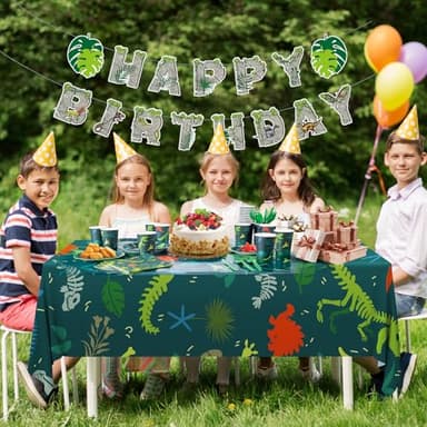 Cecnamt Dinosaur Birthday Decorations, 170 Pcs Dinosaur Party Supplies Including Banner, Plates, Cups, Napkins, Cutlery and Tablecloths, Serves 24 - Image 6
