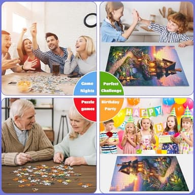 TangMosaic Puzzles for Adults 1000 Pieces, Jigsaw Puzzles Challenging Night Game, Fairytale House Puzzles Interlock Perfectly No Dust for House Decoration, Birthday Party Holiday Toy for Parents Kids - Image 3