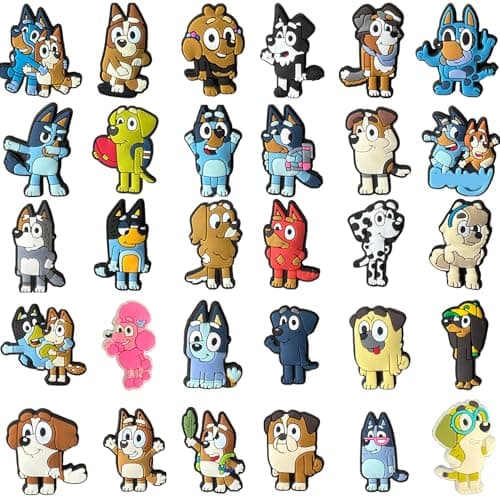 30PCS Cute Cartoon Dog Shoe Charms for Croc, Slides - Waterproof, Fade-Resistant PVC DIY Decorations for Girls, Boys, Teens - Fun Animal Accessories - Image 1