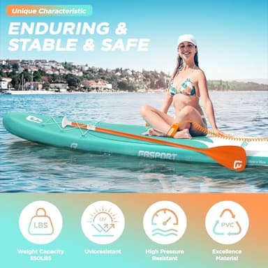 FBSPORT 11' Premium Stand Up Paddle Board, Yoga Board with SUP Accessories & Carry Bag | Wide Stance, Surf Control, Non-Slip Deck, Leash, Paddle and Pump for Youth & Adult - Image 3