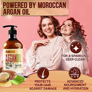Moroccan Argan Oil Shampoo - Sulfate SLS Paraben Free Moisturizing Treatment for Women and Men - For All Types Including Curly, Dry, Damaged and Oily Hair - Hydrating and Nourishing - Salon Grade - Image 2