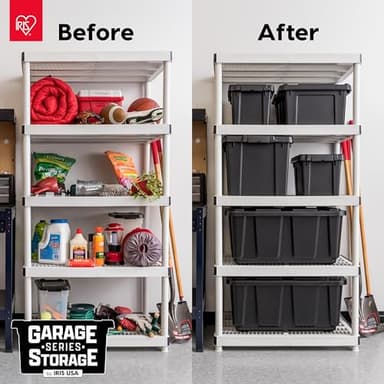 IRIS USA 31 Gallon Heavy Duty Storage Totes with Easy-Grip Handles, 4 Pack - Large Bins with Lids Garage Organizing Tubs, Durable Stackable Utility Containers, Made in USA - Black - Image 6