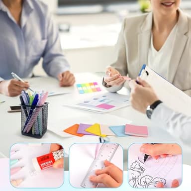 60 Pcs Aesthetic School Supplies with Large Capacity Pencil Case, 5 Quick Dry Black Ink Gel Pens, 12 Color Pastel Highlighters, 6 Mechanical Pencil Set 0.5 & 0.7 mm, 7 Multi-Color Index Sticker-Blue - Image 7