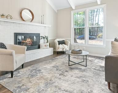 UERMEI 8x10 Area Rug Living Room Rugs - Washable Neutral Modern Abstract Soft Thin Large Rug Indoor Floor No Slip Rug Carpet for Bedroom Under Dining Table Home Office Decor - Blue Grey - Image 2