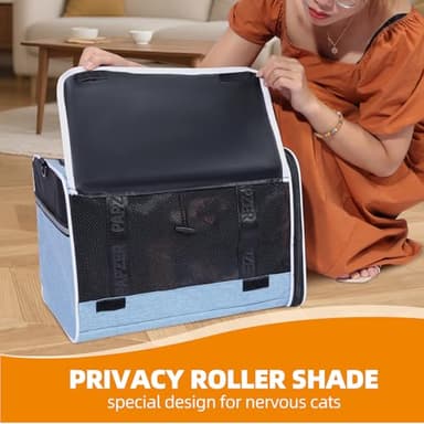 PAPZER Top Loading Medium Cat Carrier with Privacy Curtain, Delta Approved TSA Pet Travel Crate Suitcase Luggage Sleeve, Soft-Sided Dog Kennel Bag 18x11x11 United Airline Approved Under Seat Blue - Image 3