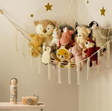 Stuffed Animal Storage Hammock or Net Corner - Large Toy Hammock Net for Stuffed Animals Room Decor - Cute Stuff Animal Organizer Plush Holder - Kids Baby Nursery Essentials Wall Bedroom Home Decor - Image 6