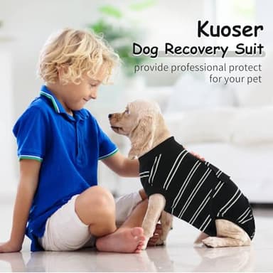 Kuoser Dog Surgery Recovery Suit for Female Male Dogs, Stripes Spay Neuter Anti-Licking Dog Onesie, Surgical Suit Snugly Pet Post Surgery Vest Bodysuit for Abdominal Wounds Skin Disease, Black XL - Image 8