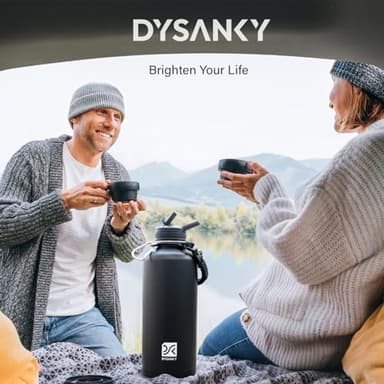 DYSANKY Water Bottle Insulated | Thickened Stainless Steel Vacuum Metal Water Jug | Portable Sports Large for Gym and Hiking with Straw, Carrier Bag, Handle Strap | BPA-Free 87 oz - Image 4