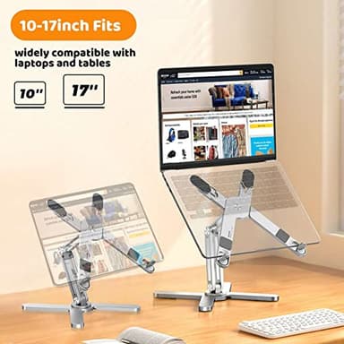 Moallia Laptop Stand with 360 Rotating Base, Computer Notebook Laptop Riser Metal Holder for Desk Collaborative Work, Fully Foldable for Easy Storage, Fits All MacBook, Laptops up to 16 inches - Image 5