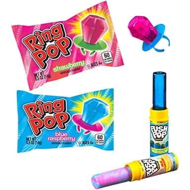Bazooka Brands Halloween Candy Variety Pack, 30 Ct Bulk Individually Wrapped Hard Candy from Push Pop & Ring Pop, Full Size, Birthday Party Favors, Trick or Treat, Halloween Bowls, Gifts for Kids - Image 4