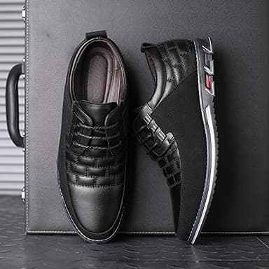 Mens Dress Shoes Black Casual Business Oxford Derby Orthopedic Leather Shoes Simple Lace-up Walk Loafers Flats for Men - Image 2