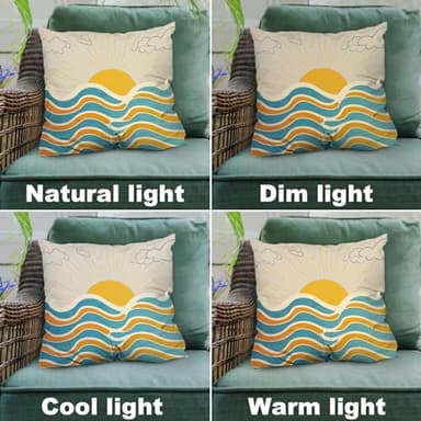 Shrahala Summer Beach Covers 18X18, Sun Lake Sunrise Waves Clouds Sky Retro Couch Pillow Cover, Blended Double-Sided No Inserts for Bedroom Living Room Set of 2 - Image 6