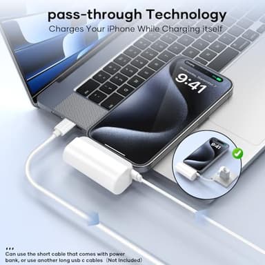 5000mAh Small Portable Charger Compatible with iPhone 14/13/12/11/XR/XS/X/8/7/6, MFi Certified Ultra-Compact 20W PD Fast Charging Power Bank Mini Cute Battery Pack(White) - Image 6