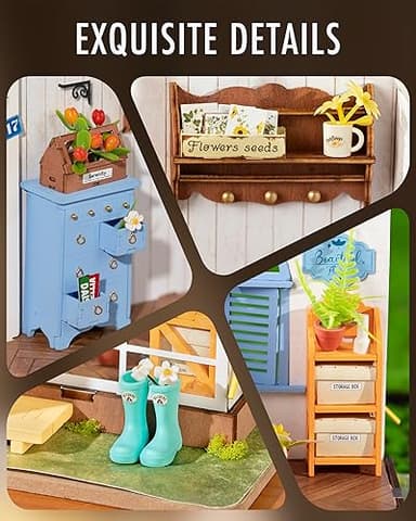Rolife DIY Miniature Dollhouse Kit, Build 9.6" Greenhouse Diorama Kit Building Set with LED Room Hobby Craft for Aduls Uniue Gifts for Teens (Dreamy Garden) - Image 4