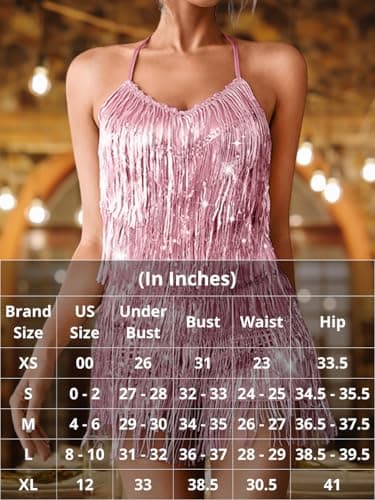 Kaei&Shi Sequin Fringe Romper,Sparkly Glitter Metallic Jumpsuits For Women,Backless Shorts Dress Disco Birthday Dance Outfit,Rose Gold,Small - Image 7