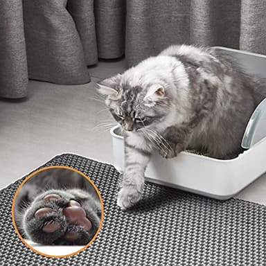 Cat Litter Mat-Litter Box Mat for Kitty, EVA Honeycomb Double Layer Design, Urine & Waterproof Scatter Control, Less Waste, Easier To Clean,Non Slip, Gray - Image 6
