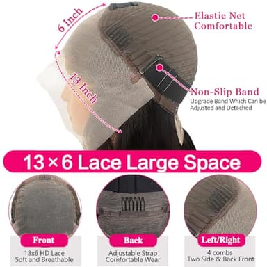 KRKRYQ 26 Inch Deep Wave Lace Front Wigs Human Hair 13x6 Lace Front Wig Human Hair Pre Plucked with Baby Hair 200% Density HD Lace Frontal Wigs for Women Curly Human Hair Wigs Natural Color - Image 8