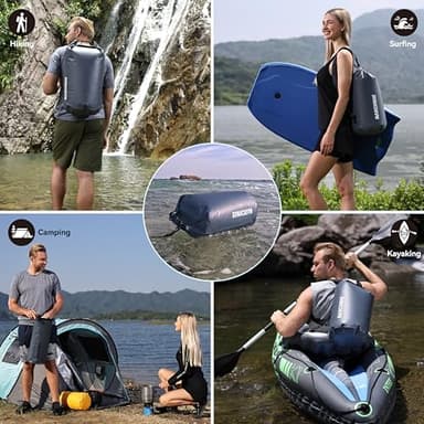 MARCHWAY Floating Waterproof Dry Bag Backpack 5L/10L/20L/30L/40L, Roll Top Sack Keeps Gear Dry for Kayaking, Rafting, Boating, Swimming, Camping, Hiking, Beach, Fishing (Grey, 30L) - Image 6