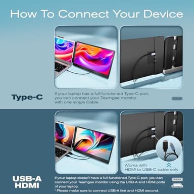 Teamgee S1 Dual Laptop Screen Extender — 14” FHD IPS Portable Monitor for 13–17” Laptops, USB-C/HDMI Plug & Play, Compatible with Windows, macOS & Android, Perfect for Hybrid Work & Travel - Image 6
