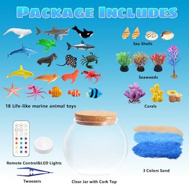 Ocean Light Up Terrarium Kit for Kids - LED Night Light Ocean Birthday Gift for Girls & Boys Ages 4 5 6 7 8-12, Kids Arts & Crafts Kit - Image 4