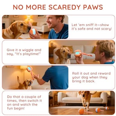 QGI Interactive Dog Toys, Random Path Electric Automatic Moving and Rolling Dogs Toy with Rope for Small Medium Large Dogs, Motion-Activated Dog Stimulation Toy for Boredom Relief (Orange) - Image 5
