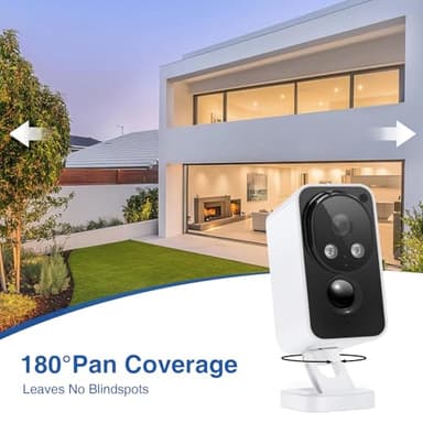 Security Cameras Wireless Outdoor, Pan Rotating 180° WiFi Cameras with 2K Color Night Vision Battery Powered Spotlight/Siren PIR Motion Detection 2-Way Talk Waterproof Cloud/SD Storage Cameras - Image 3