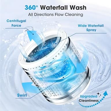 Portable Washing Machine -Compact Home Laundry Washer for Apartment,10 Wash Programs, 6 Water Level, Top Load, Full Automatic, Small Clothes Washer with Drain Pump for Bathroom, Dorms,RVs,White - Image 4