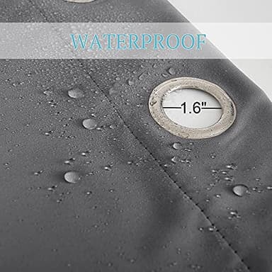 RYB HOME 2 Panels Weighted Outdoor Curtains - Waterproof Windproof Thermal Insulated Blackout Privacy Curtain for Porch Balcony Cabana, Grey, W52 x L84 inches - Image 4