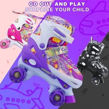 Cunmucu Kids Roller Skates Girls Gifts – 4 Sizes Adjustable Toddler Roller Girls Skates Outdoor Indoor for Youth and Children, Patines para Niñas with Light up Wheels - Image 6