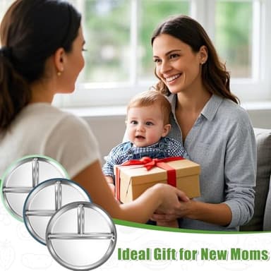 BUSOHA 3 Pack Stainless Steel Kids Plate Set - 9” Divided Toddler Baby Plates with Silicone Sleeves with Suction 2-in-1 Anti Breakage Metal Toddler Bowls Microwave Dishwasher Safe - Image 8