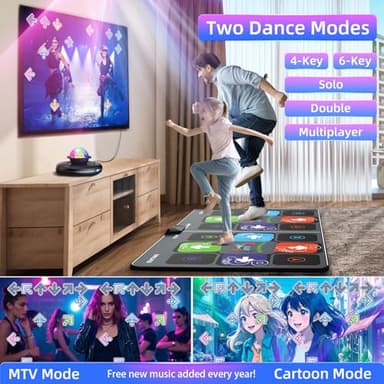 FWFX Dance Mat for TV Games - Wireless Musical Electronic Dance Pad for Kids & Adults, 2-Player Indoor Active Exercise Game for Family Parties, Birthday for Boys and Girls - Image 3