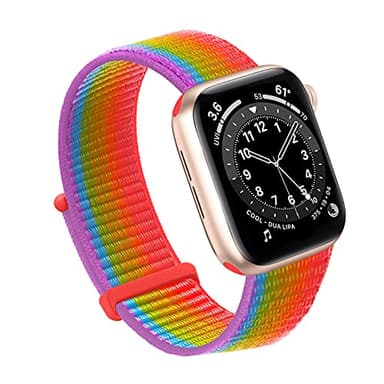 Bifeiyo Compatible with Apple Watch Bands Women Men 46MM 45MM 44MM 42MM 41MM 40MM 38MM,Nylon Sport Loop Strap for iWatch Series 10 9 8 7 6 5 4 3 2 1 SE Ultra(38/40/41/S10-42mm,Rainbow) - Image 1