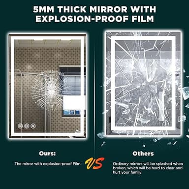 Memobarco 24"x 32" LED Bathroom Mirror with Stepless Dimmable Wall Mirrors with Anti-Fog, Dimmable CRI>90, Vanity Mirror with 3 Color Modes, Shatter-Proof, Memory Bathroom Mirror with LED Lights - Image 7