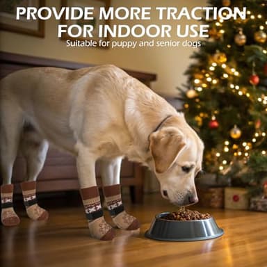 EXPAWLORER Anti Slip Dog Socks to Prevent Licking Paws, Soft Dog Boots & Paw Protectors, Dog Booties for Hardwood Floors, Shoes for Small Medium Large Senior Dogs,Khaki XS - Image 5