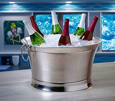 BIRDROCK HOME Double Wall Beverage Tub - Stainless Steel Ice Bucket, Metal Drink Cooler with Handles, for Parties & Events, Decorative Beverage Chiller - Large - Image 6