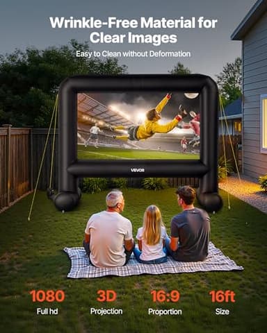 VEVOR 16FT Inflatable Movie Screen Outdoor, Inflatable Projector Screen with Portable Storage Bag, 16:9 Easy Set Up Movie Projection for Outdoor Backyard, Home Theater, Theme Party - Image 2