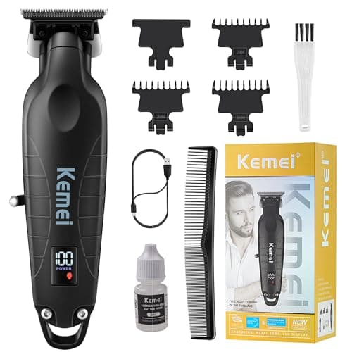 KEMEI 2293 Professional Hair/Beard Trimmer for Men Zero Gapped Hair Clippers for Barber with T Blade, Cordless Rechargeable - Image 1