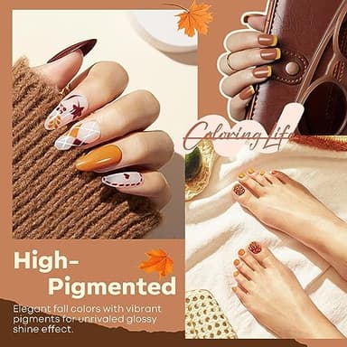 Modelones Gel Nail Polish Set, 6 Fall Colors 2025 Nude Brown Gel Polish Glitter Pearl Shimmer Cinnamon Tawny Orange Cherry Mocha Nail Polish All Skin Tones Soak OFF LED Halloween Nail Art Kit DIY Gift - Image 2