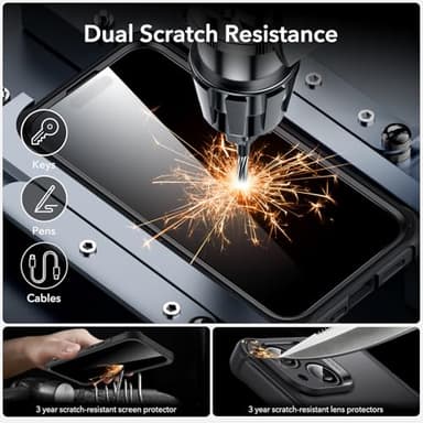 ESR for iPhone 15 Case, Compatible with MagSafe, Full-Body Military-Grade Drop Proof Case with Built-in 9H+ Tempered Glass Screen Protector, Armor Series, Clear Black - Image 7