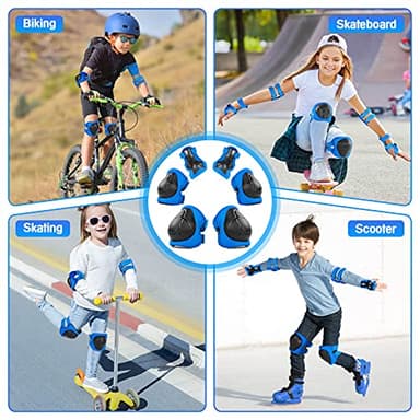Kids Protective Gear Set Wemfg Knee Pads for Kids 3-8 Years Toddler Knee and Elbow Pads with Wrist Guards 3 in 1 for Skating Cycling Bike Rollerblading Scooter(Blue) - Image 6