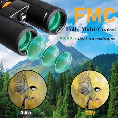TRV 10x42 Binoculars for Adults High Powered - Waterproof Fogproof BAK4 Prism, with Phone Adapter for Bird Watching, Hunting, Travel - Image 4