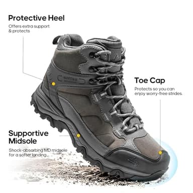 NORTIV 8 Men's Waterproof Hiking Boots Outdoor Mid Trekking Lightweight Mountaineering Shoes Paladin,Size 10,Dark Grey,JS19004M - Image 6