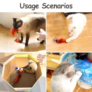 Migipaws Interactive Cat Ball Toy Set, Fun Tracker, Automatic Rolling Chase Ball with Fluffy Tail, A Small Mice, Rechargeable (White) - Image 4